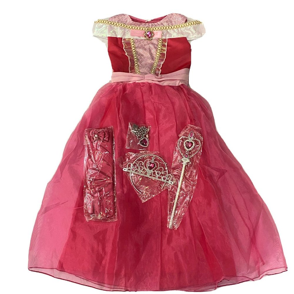 Princess Dress Pink Girl With Accessories Size 140 (US 6-8) Costume Dress-up NEW